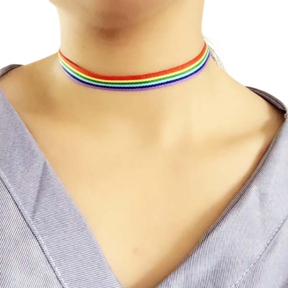 Kathrono Jewelry - 🌈 Lovely colorful Rainbow fabric choker  🌈